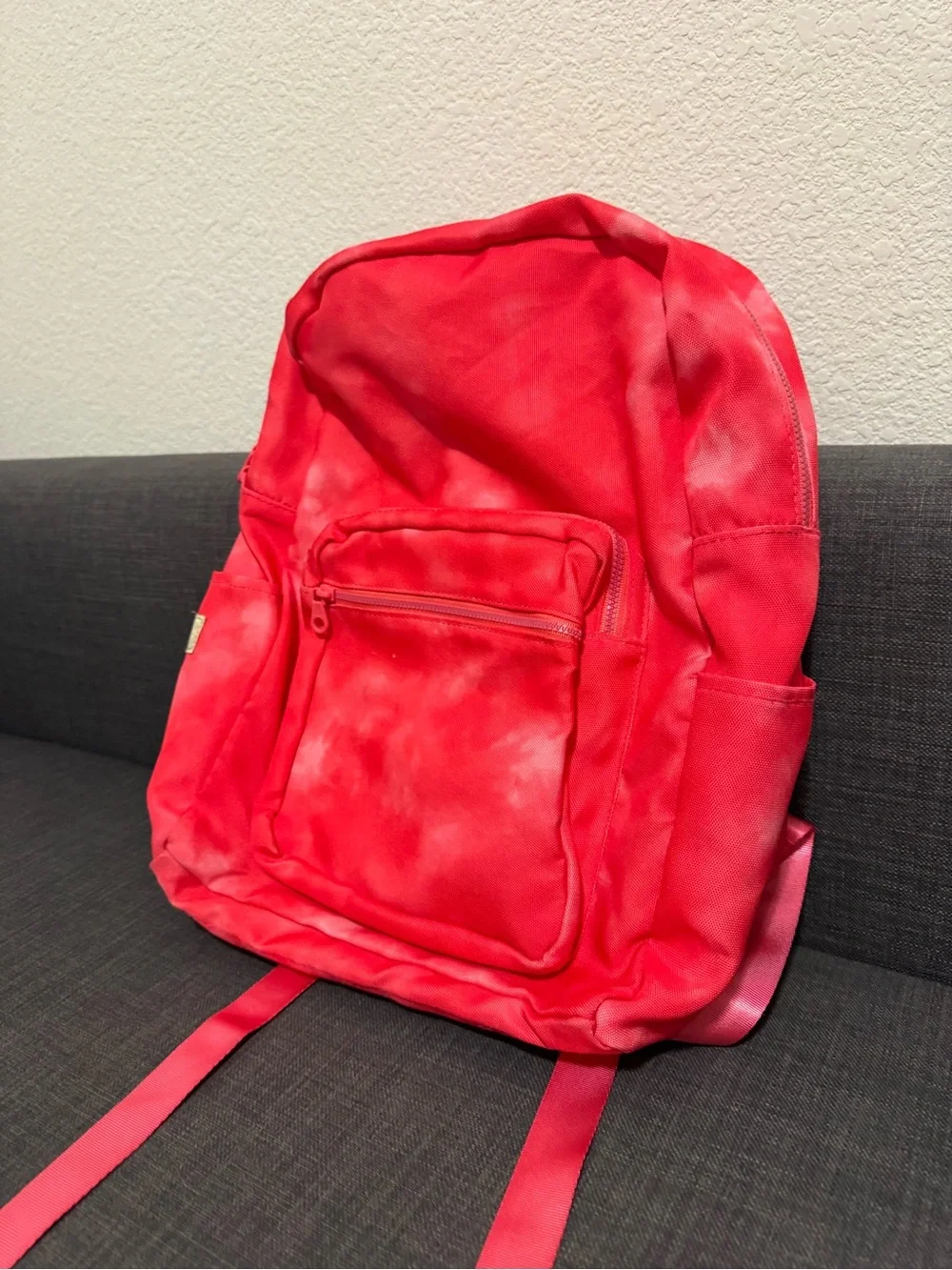 Fucsia Pink Tie-Dye Canvas Backpack - Casual Daypack